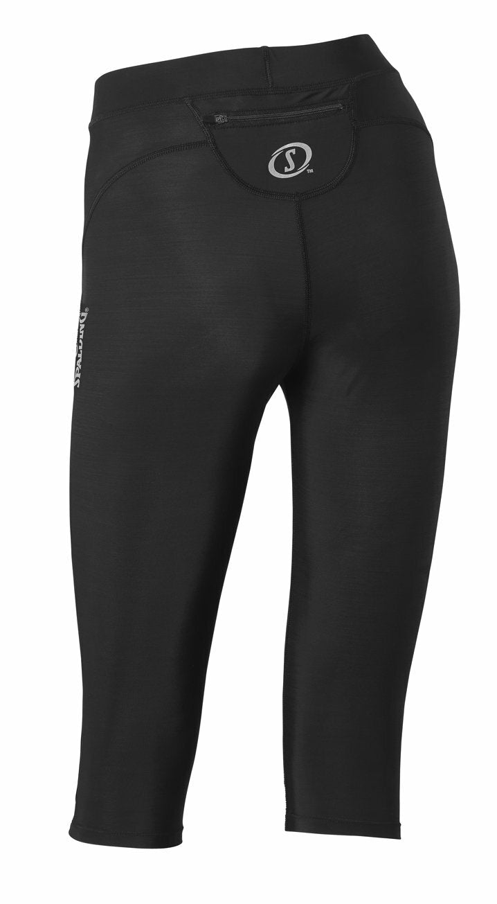Ladies' Spalding Response Black Cropped Leggings Base Layer - Extra Small/Small