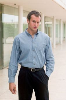 Mens Kustom Kit Denim Long Sleeve Casual Shirt - Medium
