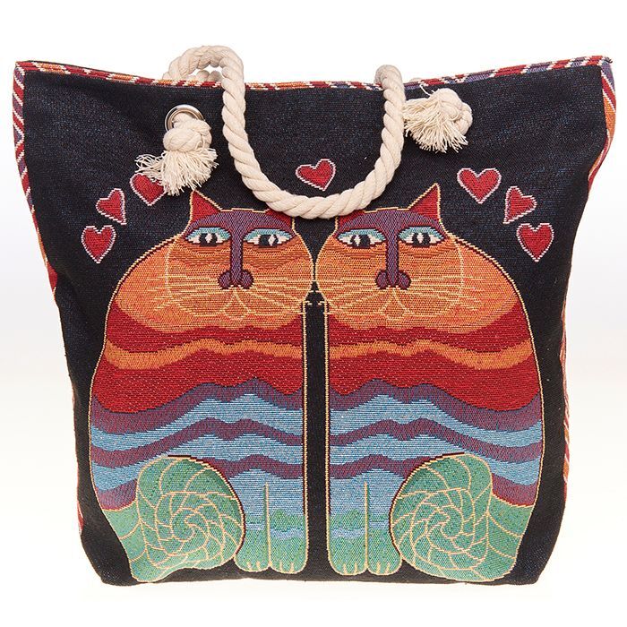 MODERN CAT IMAGE BLACK TOTE BAG
