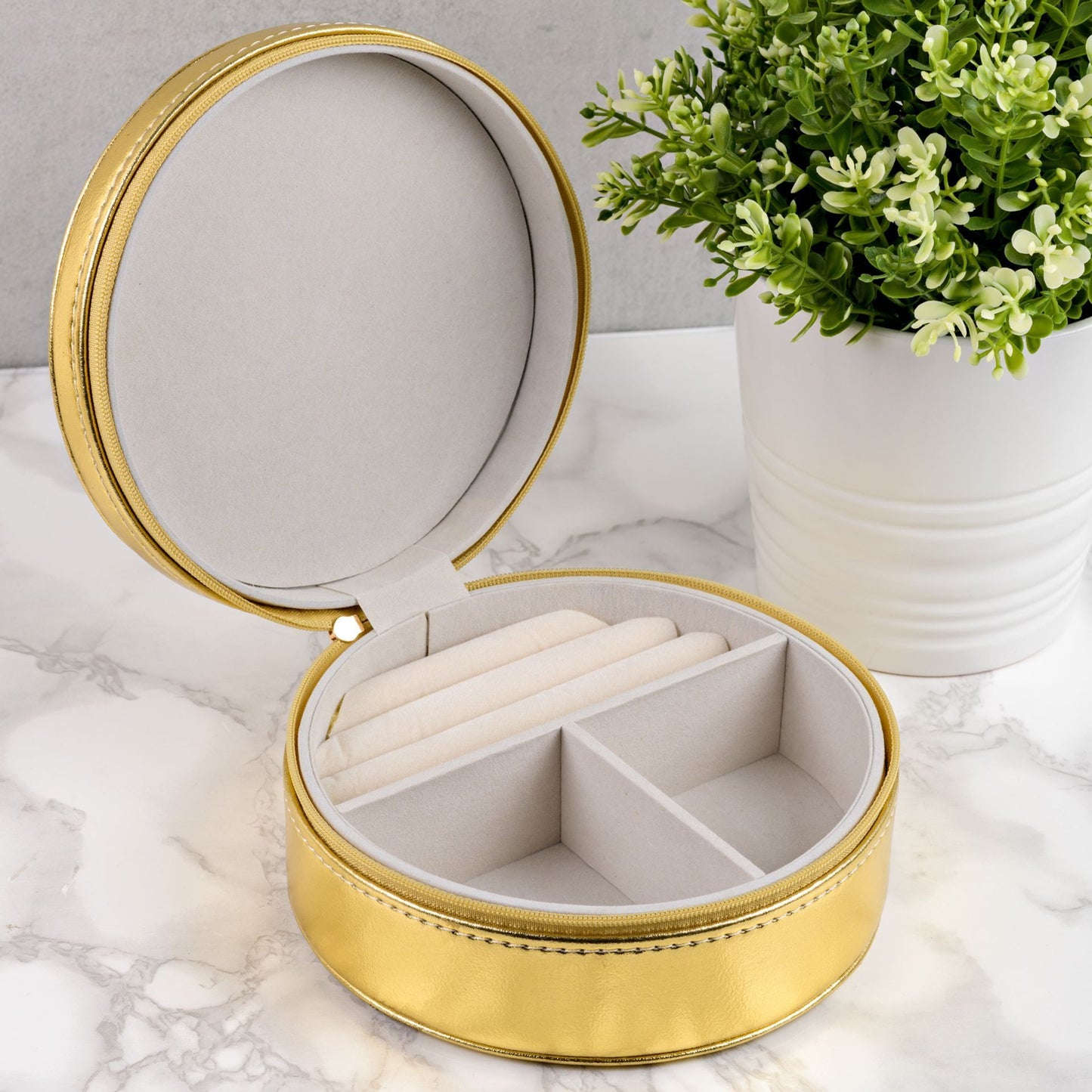 "Shiny Things" Gold Leatherette Jewellery Box
