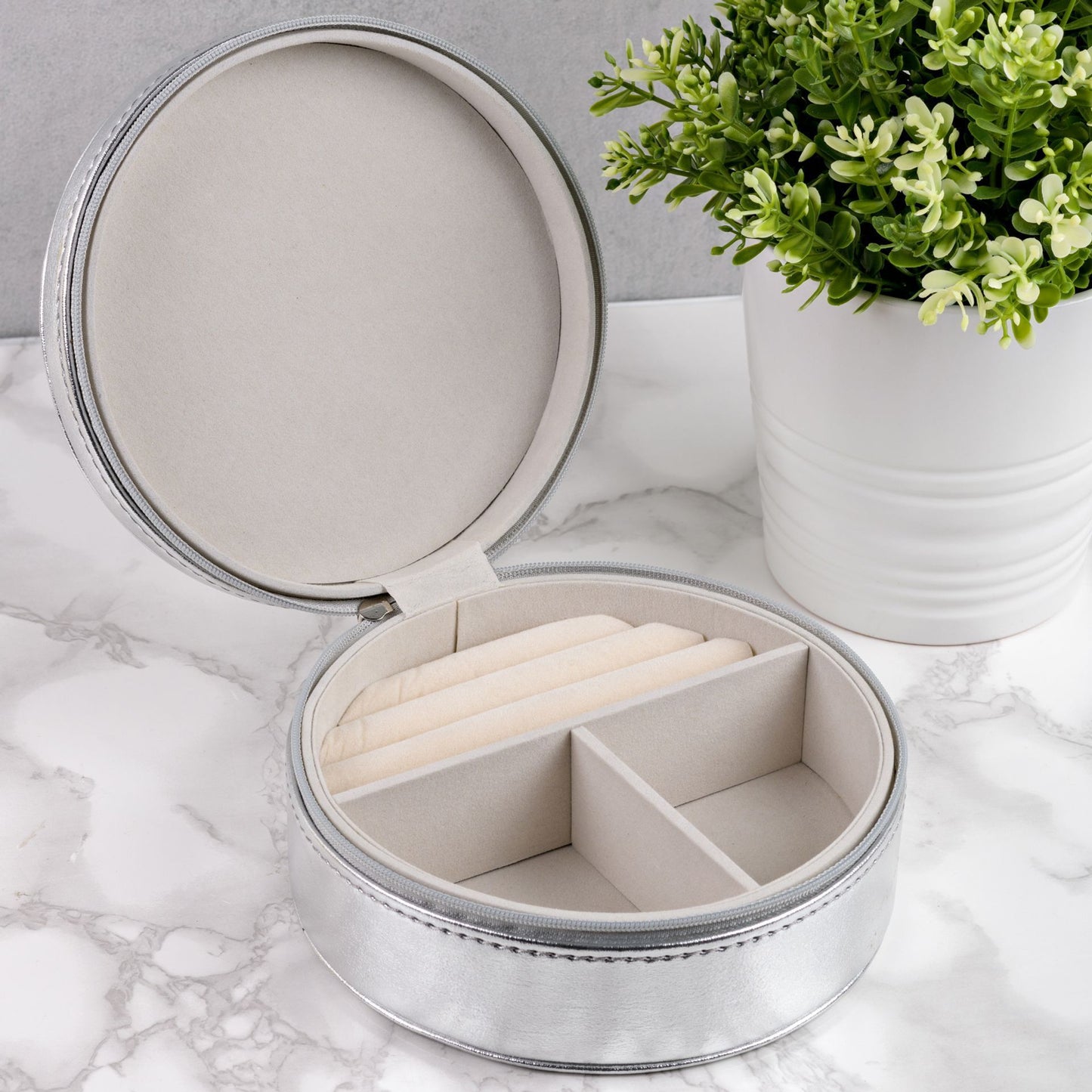 "Important Things" Silver Leatherette Jewellery Box