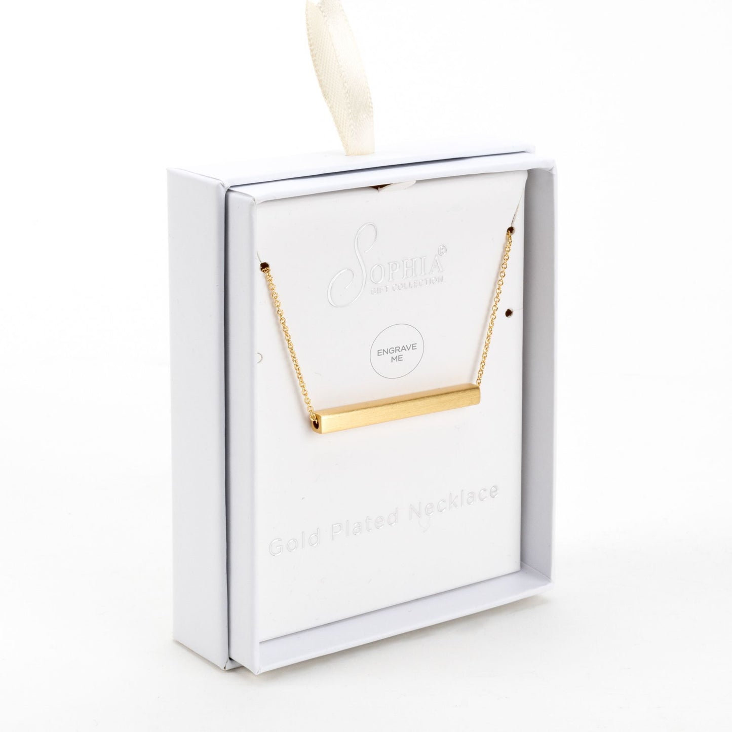 Gold Plated Engravable Bar Necklace