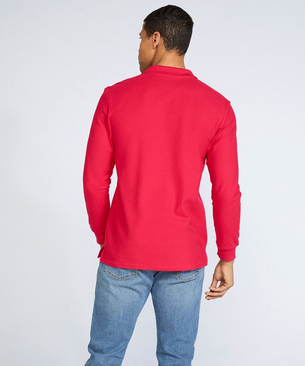 Gildan Premium Cotton Long Sleeve Red Polo Shirt