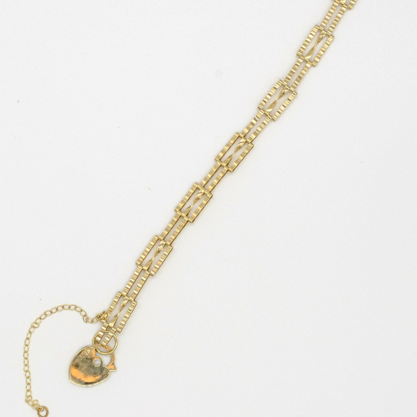 9ct yellow gold 3 bar gate bracelet
