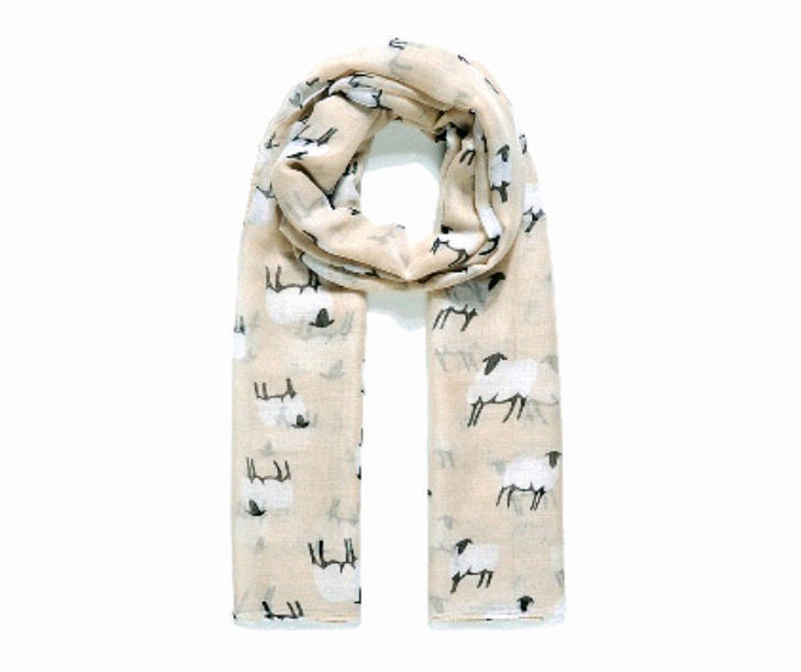 Natural Baa Baa Sheepy Print Scarf