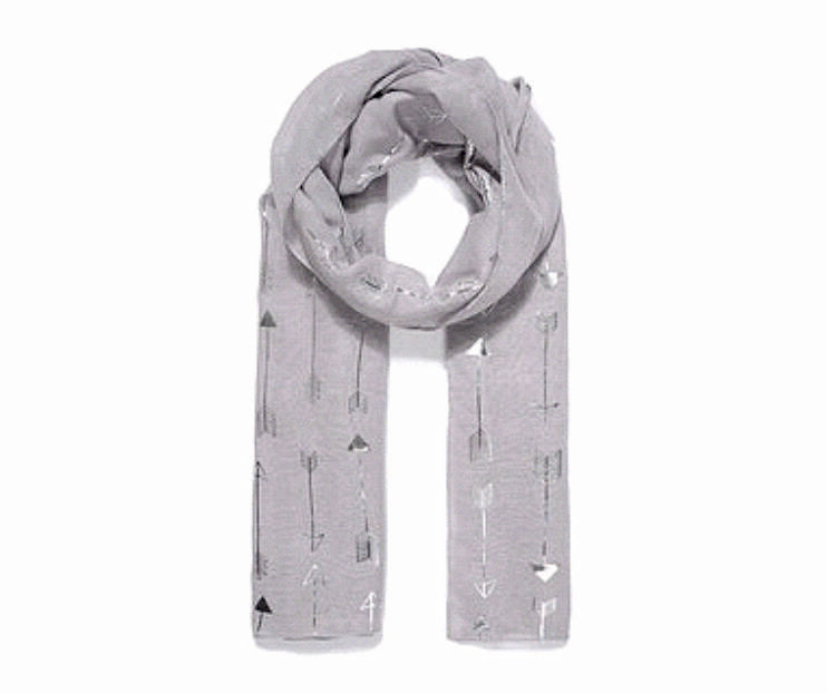 Grey Scarf With Silver Metallic Arrow Print (SPECIAL OFFER)
