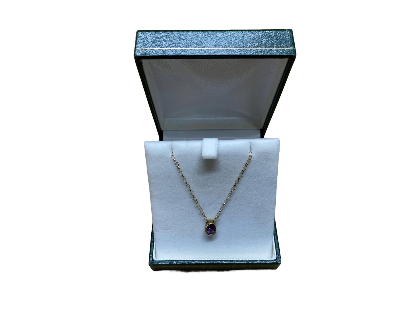 9CT Gold Amethyst Pendant & 9ct Gold Chain