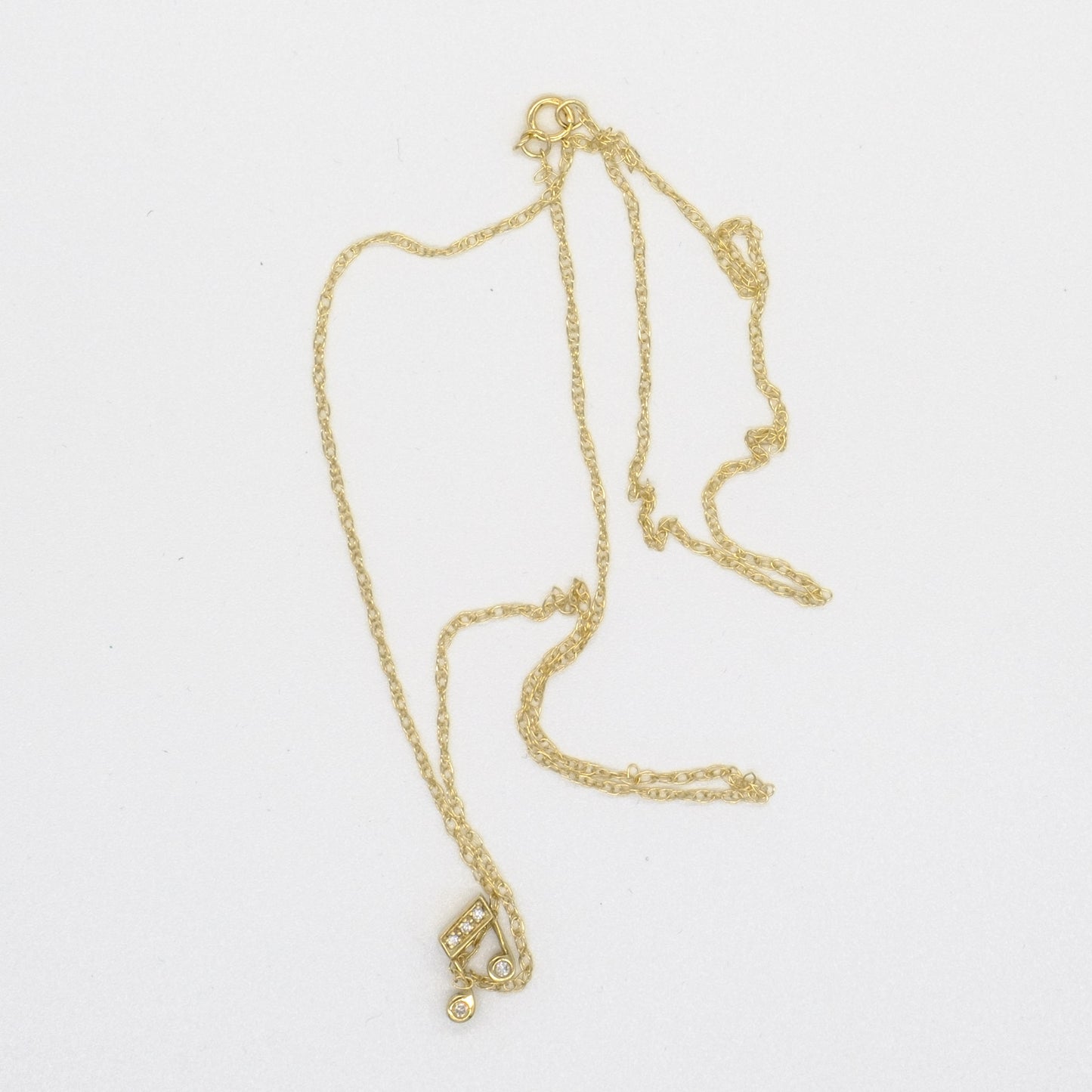 9ct Yellow Gold Music Note Diamond Set Pendant & Chain