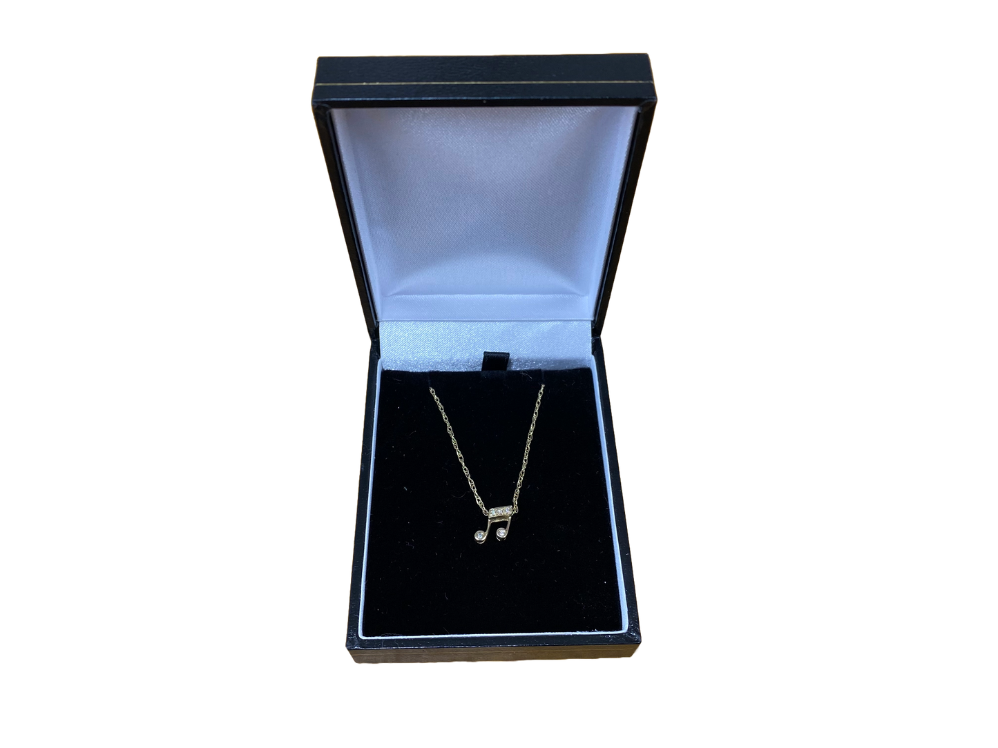9ct Yellow Gold Music Note Diamond Set Pendant & Chain