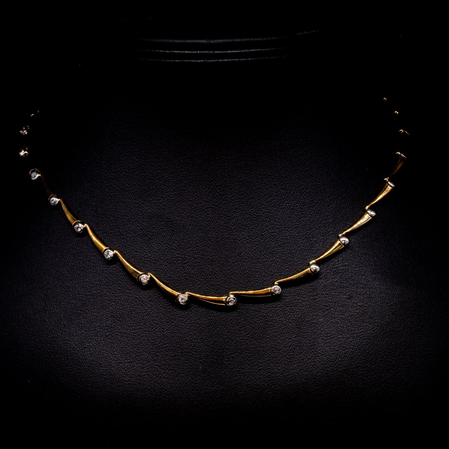 9ct Yellow & White Gold CZ set linked Necklet