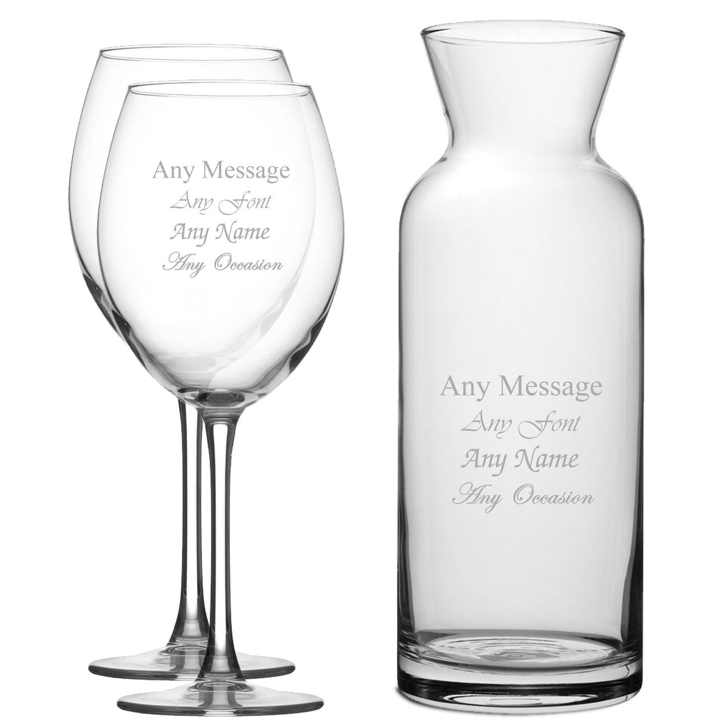Personalised Engraved Set of 2 Enoteca Wine Glass and Village Carafe Set Image 1