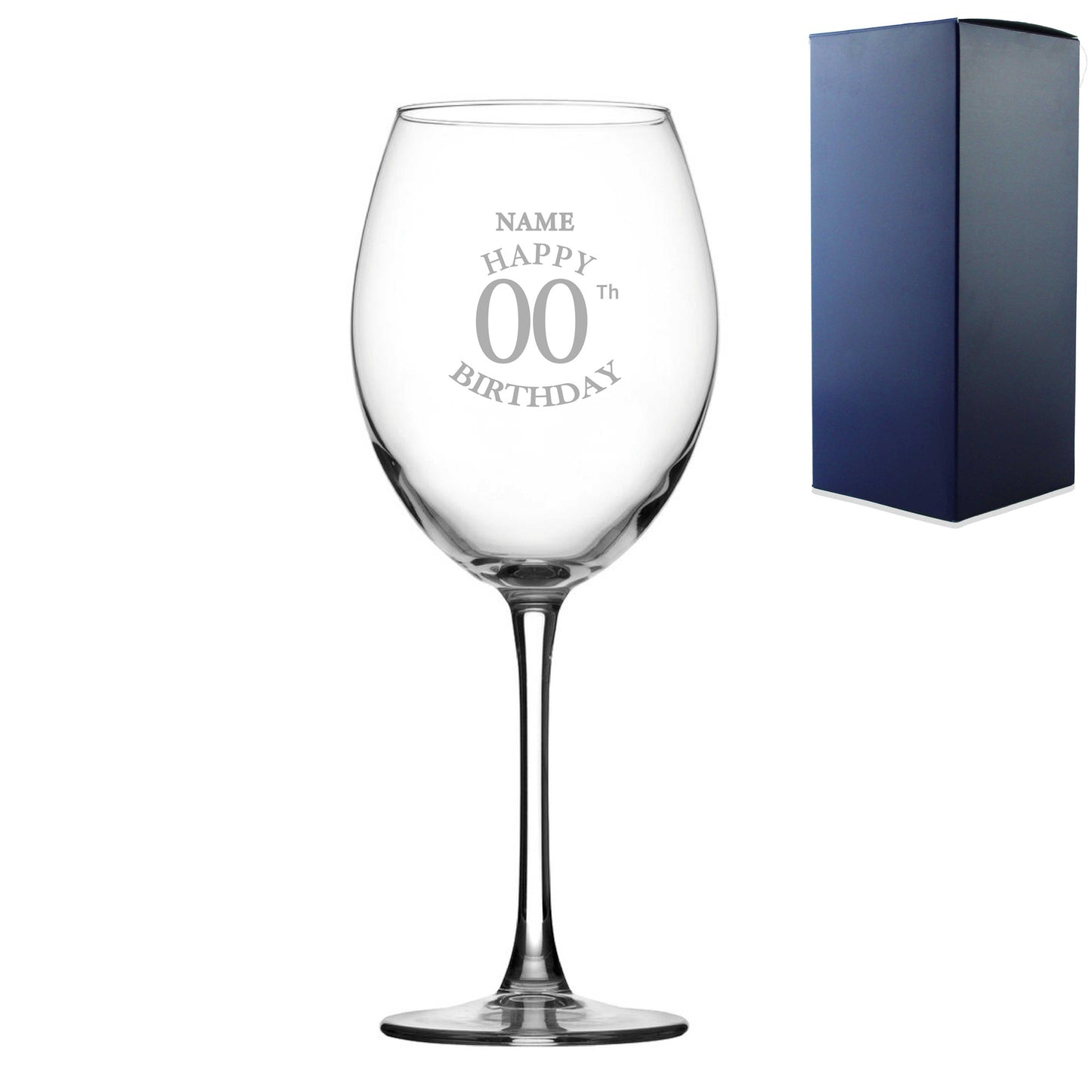 Engraved Enoteca Wine Glass Happy 20,30,40,50...Birthday Classic, Gift Boxed Image 1