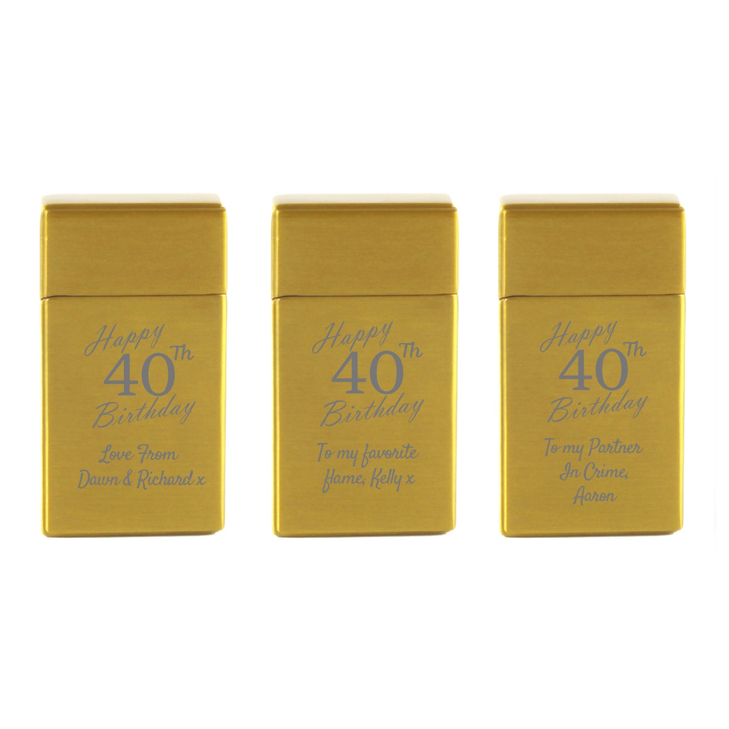 Engraved Jet Gas Lighter Gold Happy 40th Birthday Gift Boxed Image 4