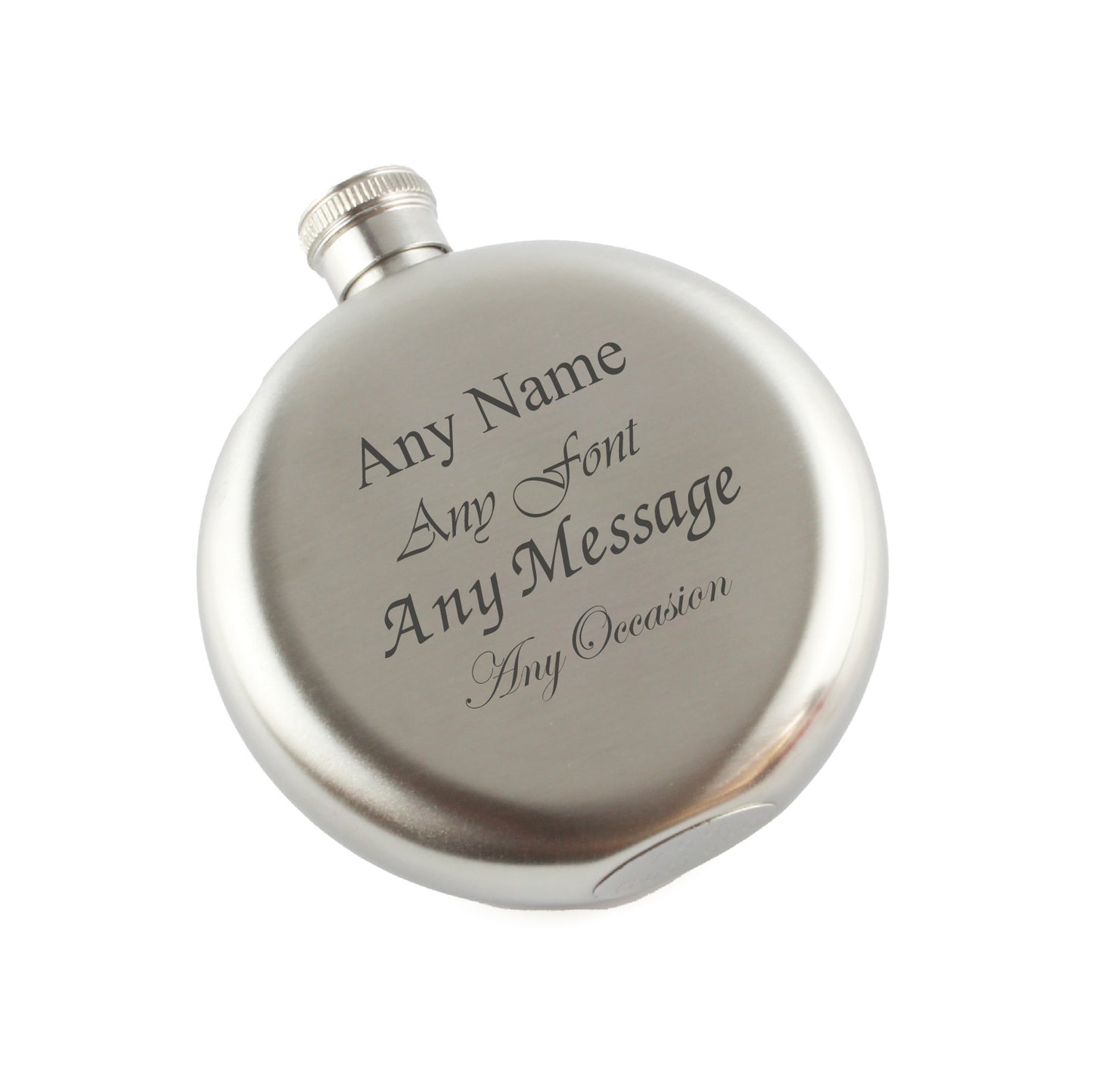 Engraved 5oz Round Steel Hip Flask Any Message Engraved In The UK Image 1
