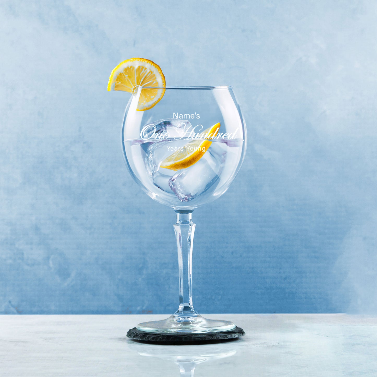 Engraved 100th Birthday Hudson Gin Glass, Years Young Curly Font Image 4
