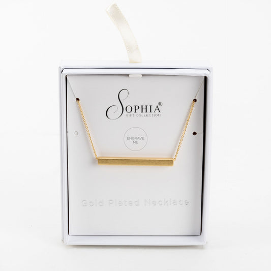 Gold Plated Engravable Bar Necklace