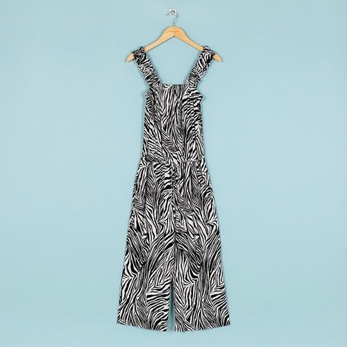 SugarLane Olivia Zebra Pattern Monochrome Jumpsuit Small/Medium
