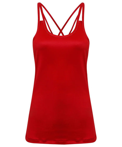 Ladies TriDri® 'laser cut' spaghetti strap vest  - LARGE ONLY