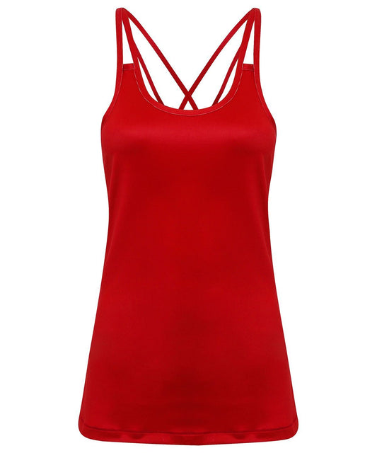 Ladies TriDri® 'laser cut' spaghetti strap vest  - LARGE ONLY