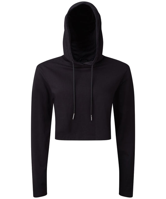 Ladies TriDri® Cropped Hooded Long Sleeve Black Top