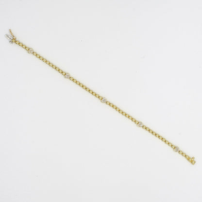 9ct yellow gold bead and white gold diamond set heart design bracelet