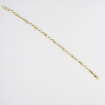 9ct yellow gold petal shaped link bracelet set with CZs