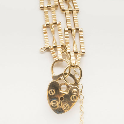 9ct yellow gold 3 bar gate bracelet