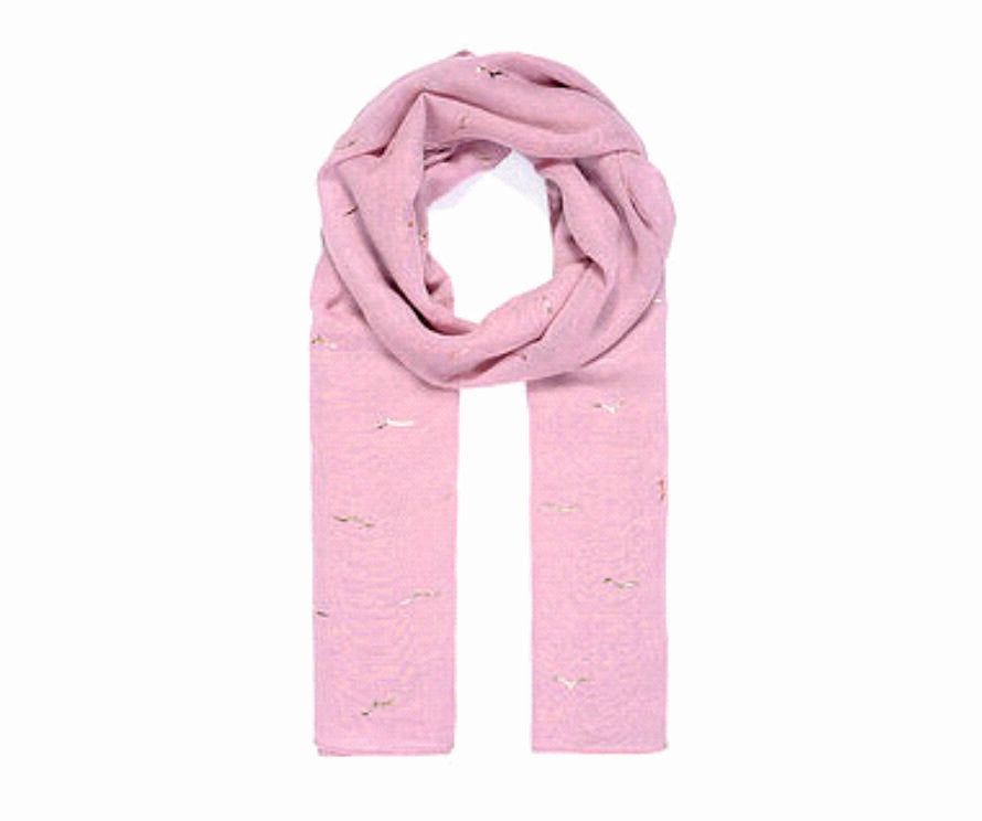 Pink Seagull Metallic Print Scarf (SPECIAL OFFER)