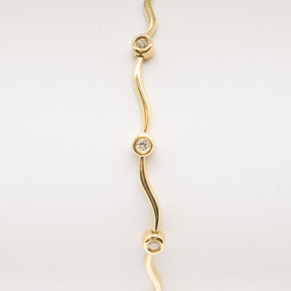 Diamond Set  Wave Design 18ct yellow gold Bracelet