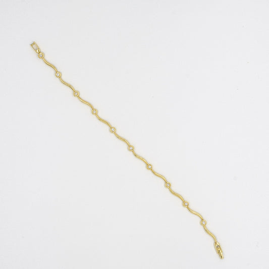 Diamond Set  Wave Design 18ct yellow gold Bracelet