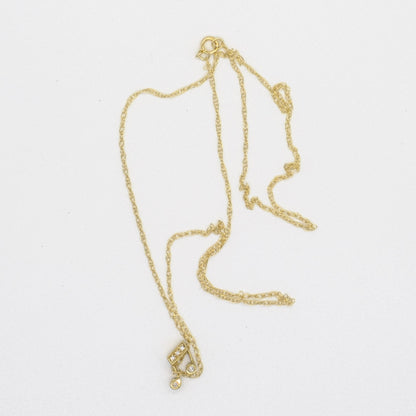 9ct Yellow Gold Music Note Diamond Set Pendant & Chain