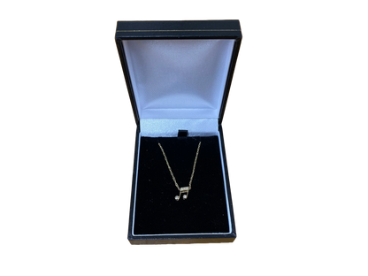 9ct Yellow Gold Music Note Diamond Set Pendant & Chain