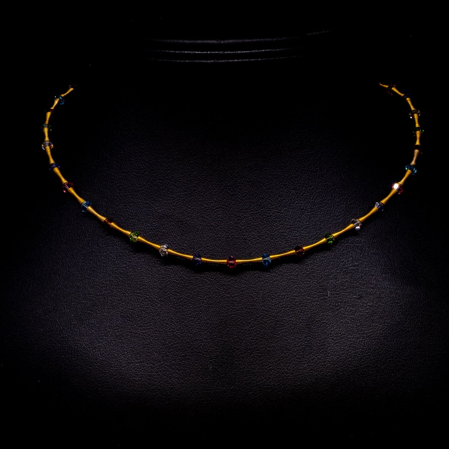 9ct Yellow Gold Multi Coloured Swarovski Crystal Necklet