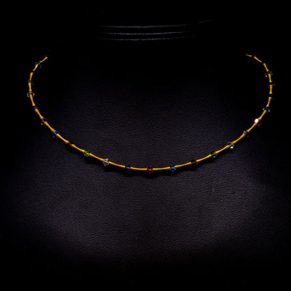 9ct Yellow Gold Multi Coloured Swarovski Crystal Necklet