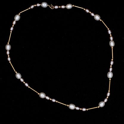 Freshwater Cultured Pearl Necklet with 14K Gold Spacers