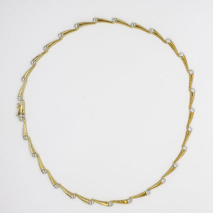 9ct Yellow & White Gold CZ set linked Necklet