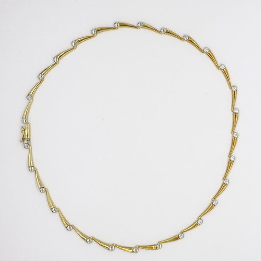 9ct Yellow & White Gold CZ set linked Necklet