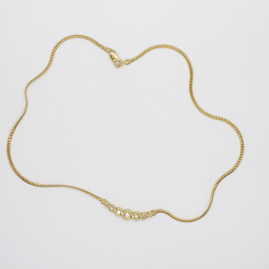 9ct Yellow Gold Graduated Diamond Set Curved Necklet