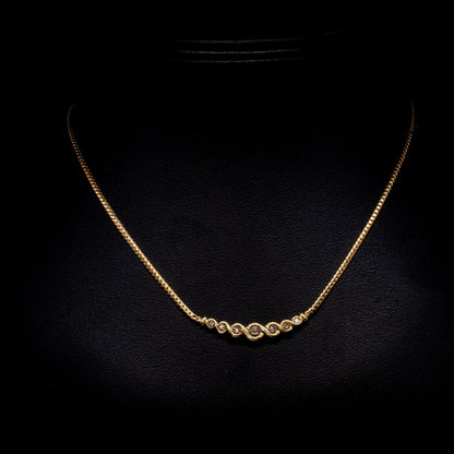 9ct Yellow Gold Graduated Diamond Set Curved Necklet