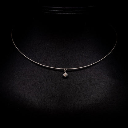9ct White Gold Diamond Pendant on a 9ct White Gold Wire Necklet