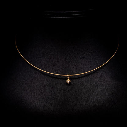 9ct Yellow Gold Diamond Pendant on a 9ct Yellow Gold Wire Necklet