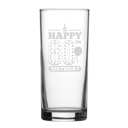 Happy 80th Birthday - Engraved Novelty Hiball Glass Image 2