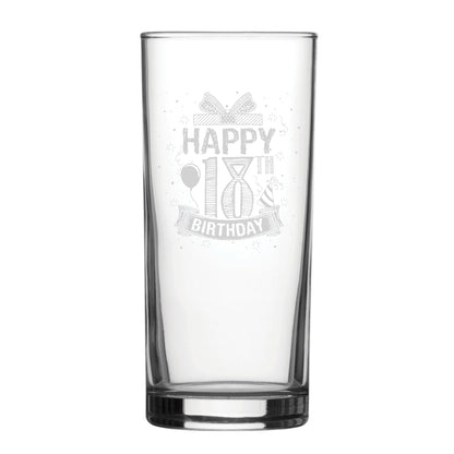 Happy 18th Birthday Present Design - Engraved Novelty Hiball Glass Image 2