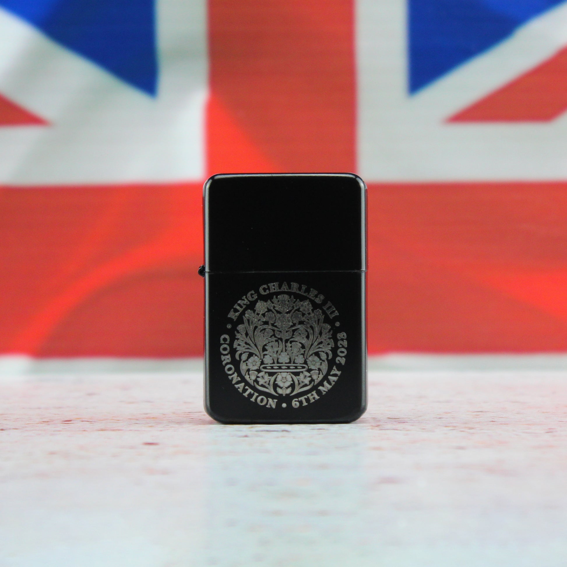 Engraved Commemorative Coronation of the King Black Lighter Image 3