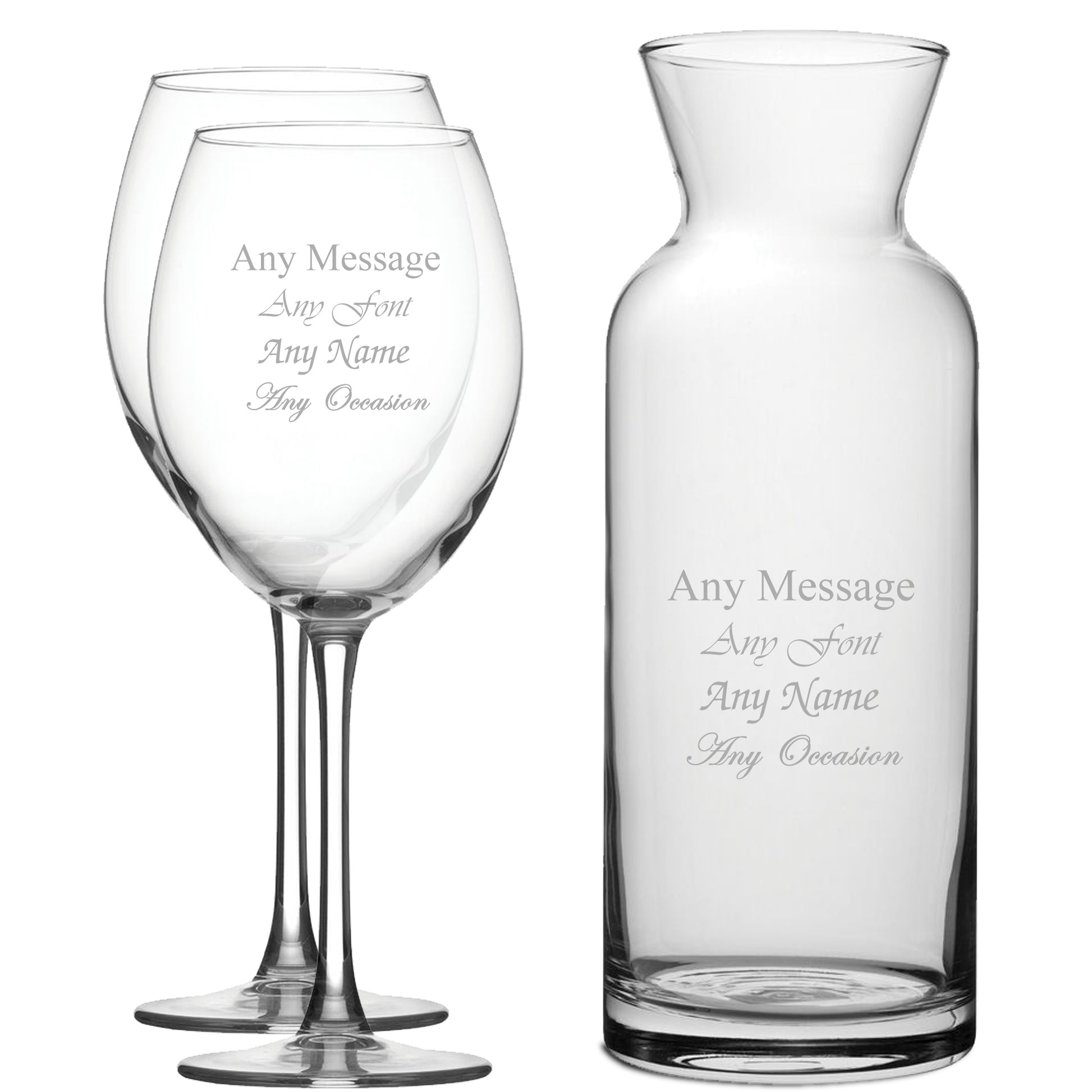 Personalised Engraved Set of 2 Enoteca Wine Glass and Village Carafe Set Image 1