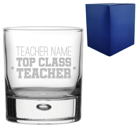 Engraved Teacher Whisky Glass with Top Class Teacher Design Image 1