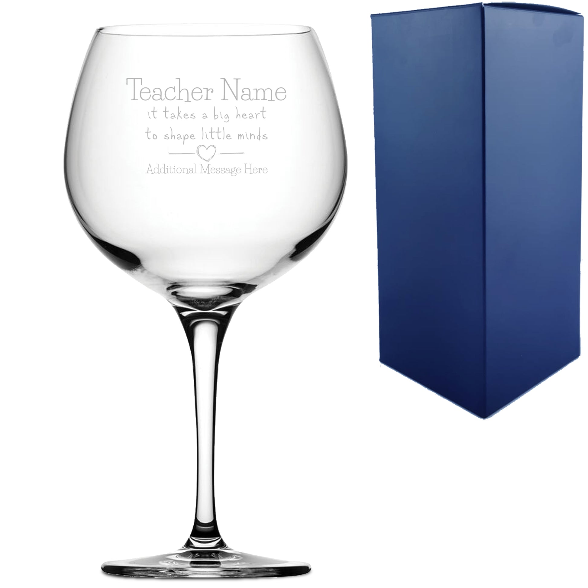 Engraved Gin Glass with A Big Heart shapes Little Minds Design Image 1