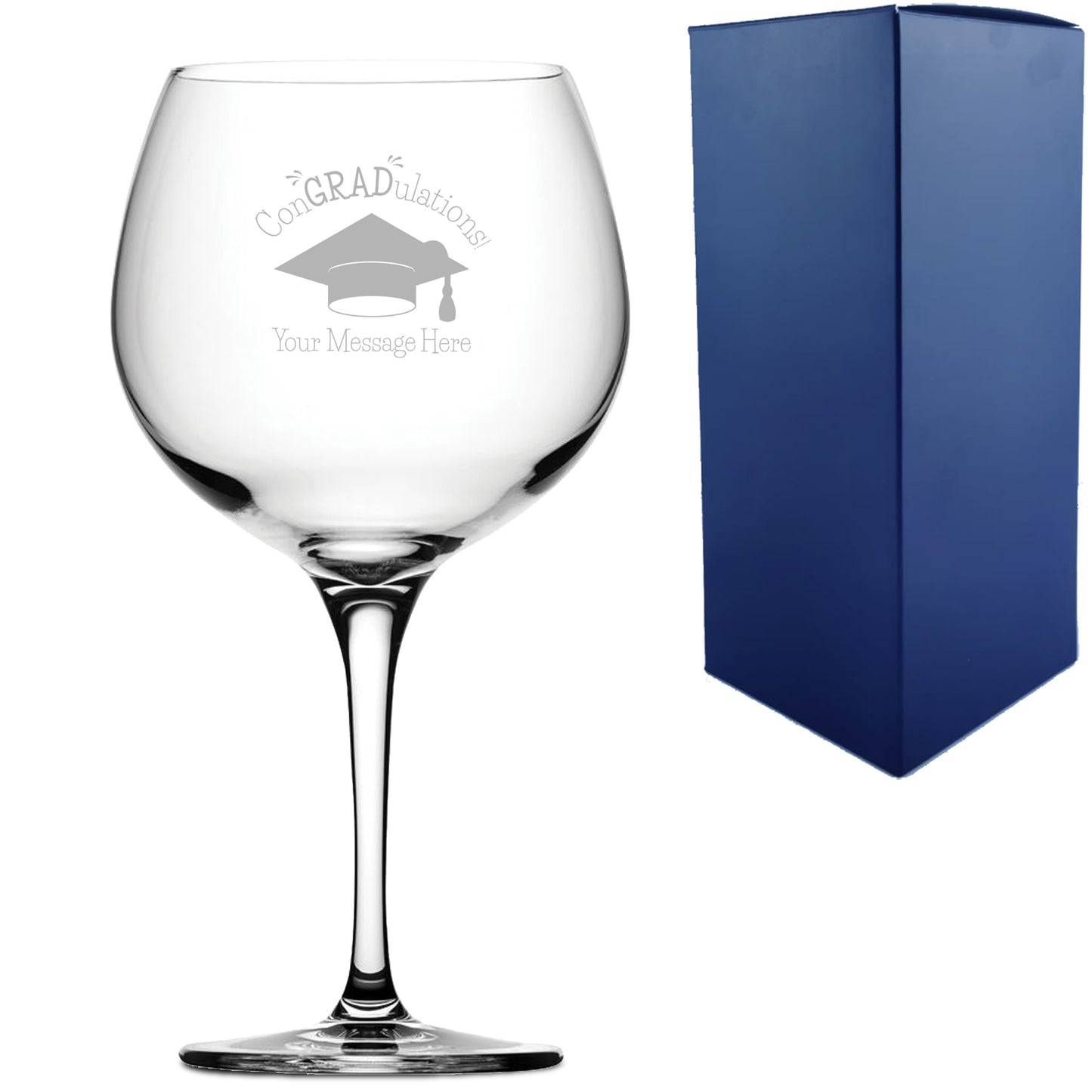 Personalised Engraved Graduation Gin Cocktail Glass with 'ConGRADulations' Design, Personalise with Any Name or Message Image 1