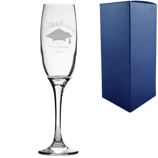Personalised Engraved Graduation Champagne Flute with 'ConGRADulations' Design, Personalise with Any Name or Message Image 1