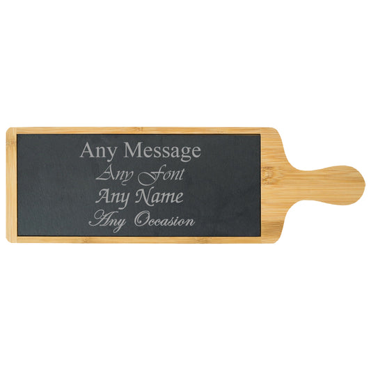 Engraved Bamboo and Slate Cheeseboard Image 1
